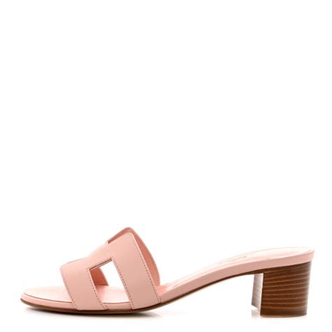 HERMES Epsom Oasis Sandals 37.5 Rose Aube 